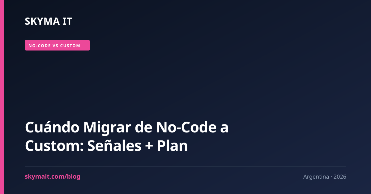 Cuándo Migrar de No-Code a Custom: Señales + Plan